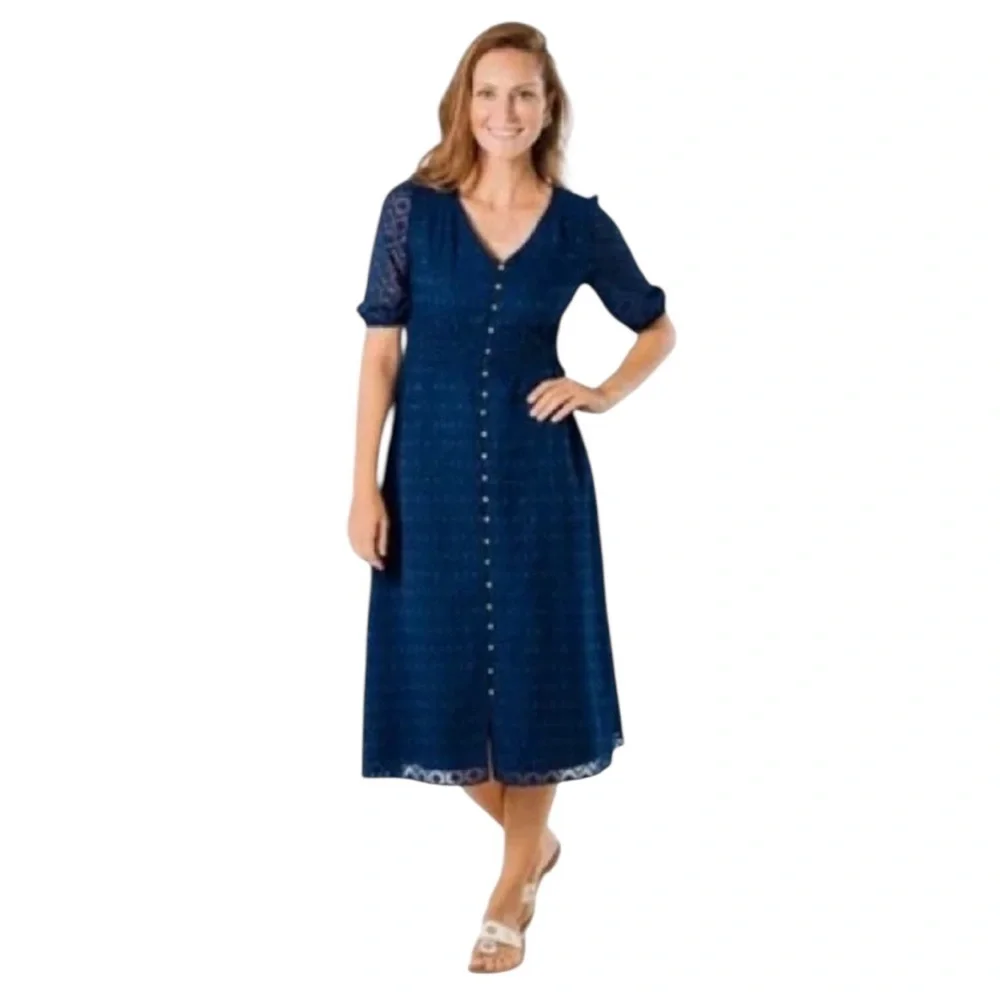 STS Sail to Sable Tuckernuck VNECK woman’s navy BLUE MIDI dress XL